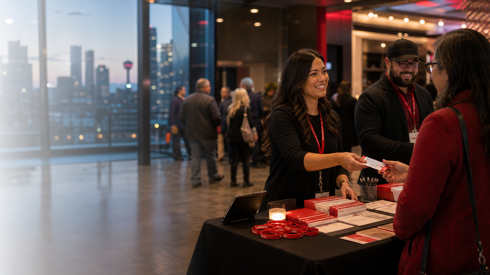 Member ticket pickup table at a Calgary event